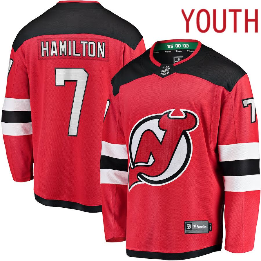 Youth New Jersey Devils #7 Dougie Hamilton Fanatics Branded Red Breakaway Player NHL Jersey->youth nhl jersey->Youth Jersey